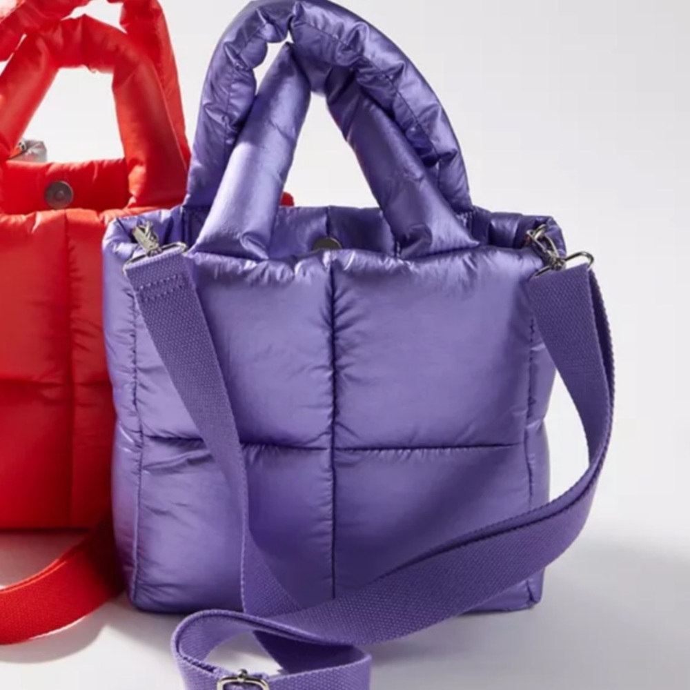 NWOT URBAN PUFFY PURPLE TOTE CROSSBODY VEGAN